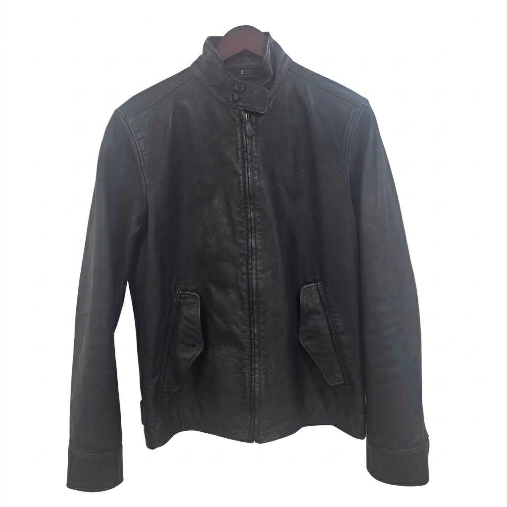 レザージャケット POLO RALPH LAURENの記載有り シングルライダース風 本革 黒