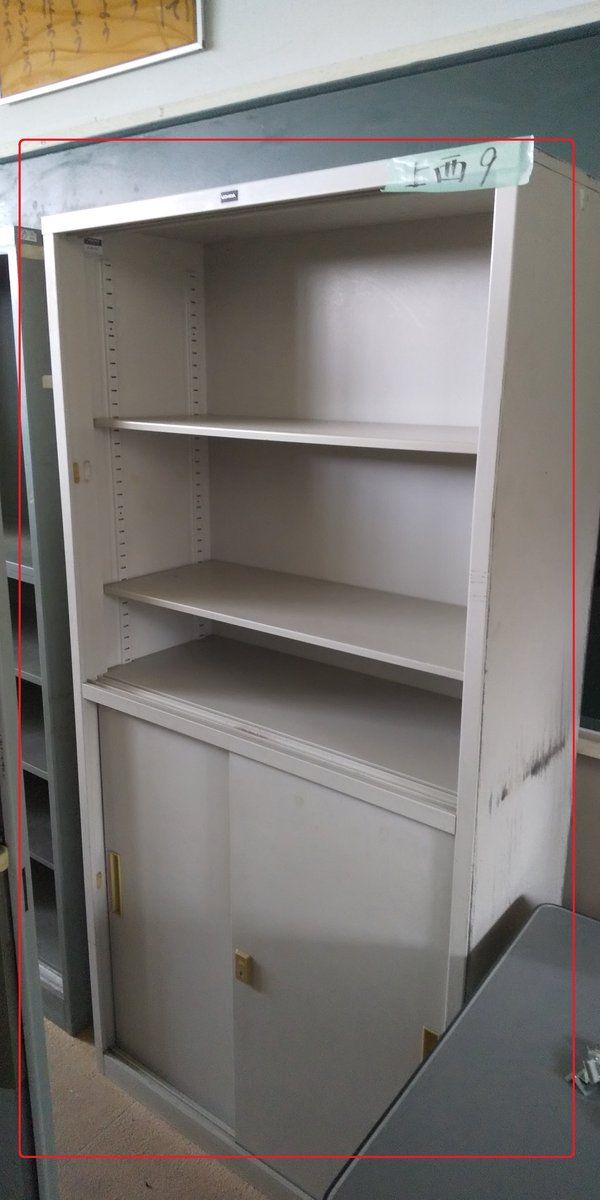 【上西9】上下コンビ書庫(上引き戸なし/下引き違いスチール引き戸)★現地引渡し可能な方のみ★